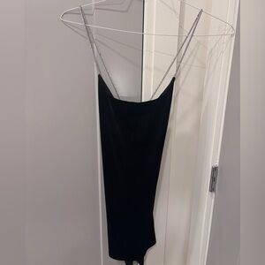 Black Velvet Spaghetti Strap Mini Dress